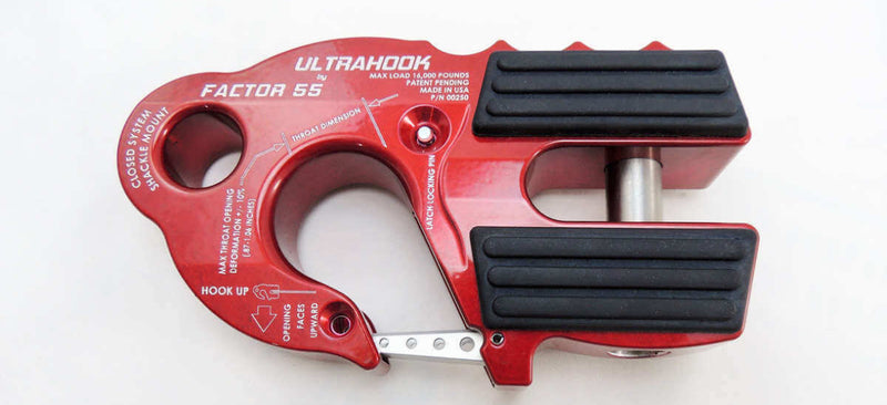 Load image into Gallery viewer, UltraHook Winch Hook W/Shackle Mount Red Factor 55 - Factor 55
