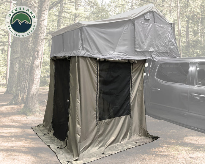 Roof Top Tent 2 Annex 81x72X82 Inch Green Base Black Floor and Travel Cover Nomadic Overland Vehicle Systems - Overland Vehicle Systems