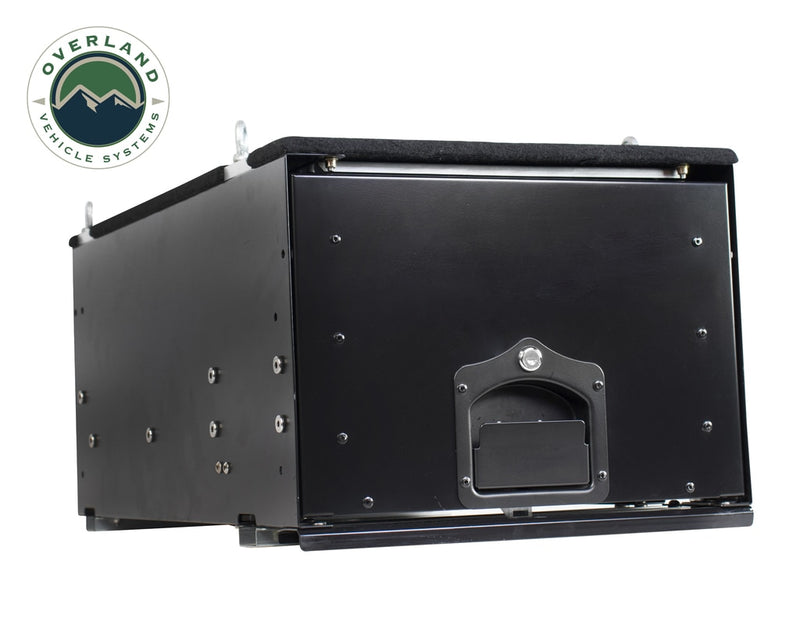 Load image into Gallery viewer, Cargo Box With Slide Out Drawer Size Black Powder Coat Universal Overland Vehicle Systems - Overland Vehicle Systems
