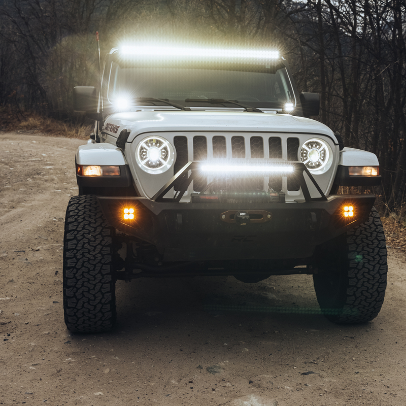 Load image into Gallery viewer, led quattro light mounted as for lights on a jeep
