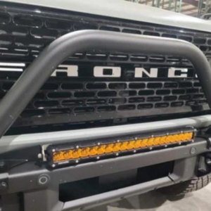 20 inch bumper led light bar in amber on a ford bronco