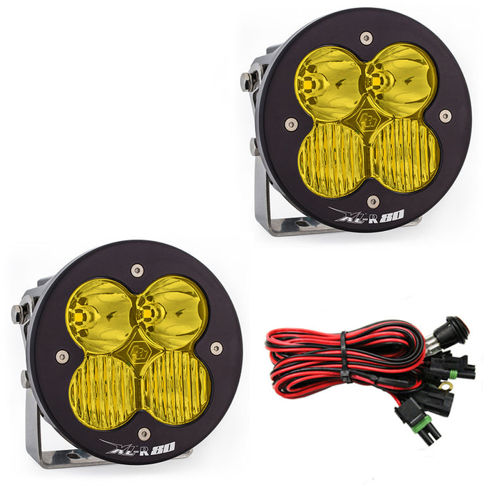 LED Light Pods Amber Lens Driving Combo Pattern Pair XL R 80 Series Baja Designs - Baja Designs